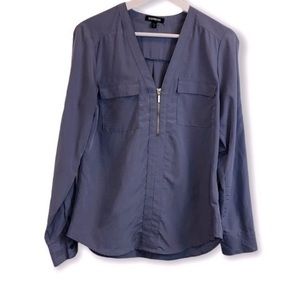 Express Purple Half Zip Long Sleeve Blouse